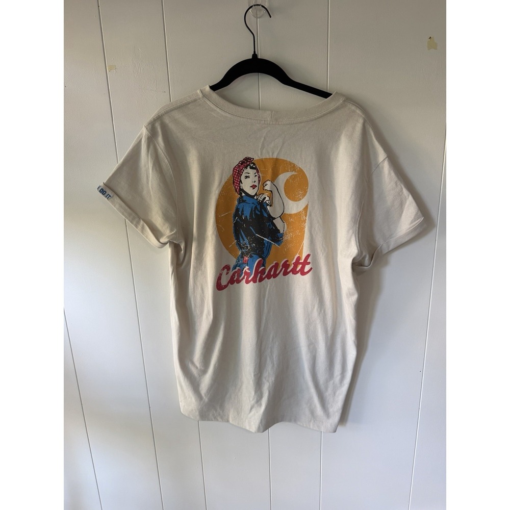 Carhartt Women's Rosie the Riveter We Can Do It Graphic T-Shirt Cream Size Large - Picture 4 of 7